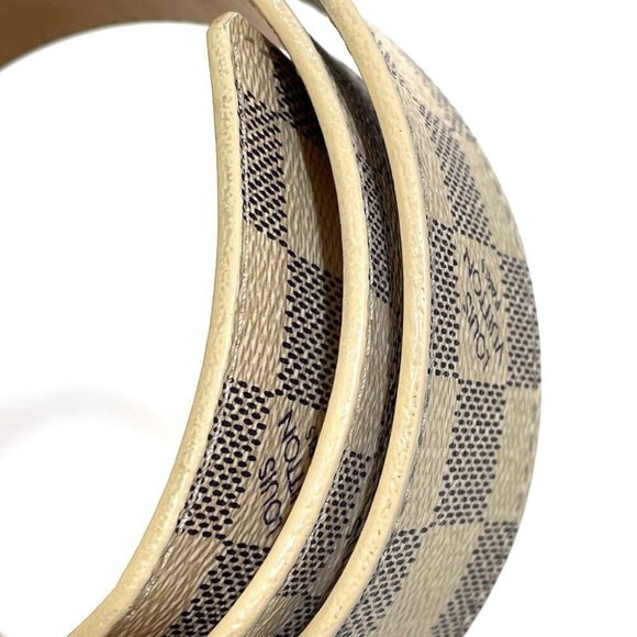 AUTHENTIC LOUIS VUITTON M9609 DamierAzur LV Ceinture Initial Pin buckle belt Whi - Picture 11 of 12